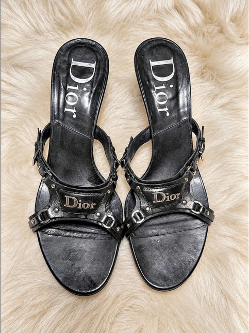 Vintage Dior Hardcore Black Heeled Sandals EU 38